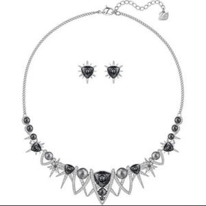 New SWAROVSKI Sign Fantastic Floral Spike Necklace & Earring Set